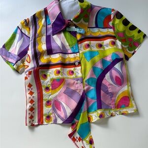 DOLCE & GABBANA MULTICOLOR TIE BUTTON UP